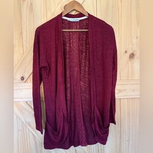 Maurices Deep Red Open Front Cardigan